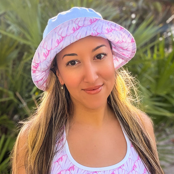 Reversible Blue and Shell Bucket Hat