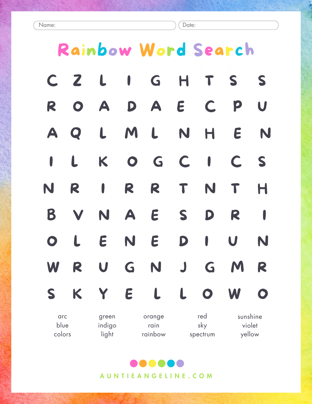 Rainbow Word Search - AKŌYA