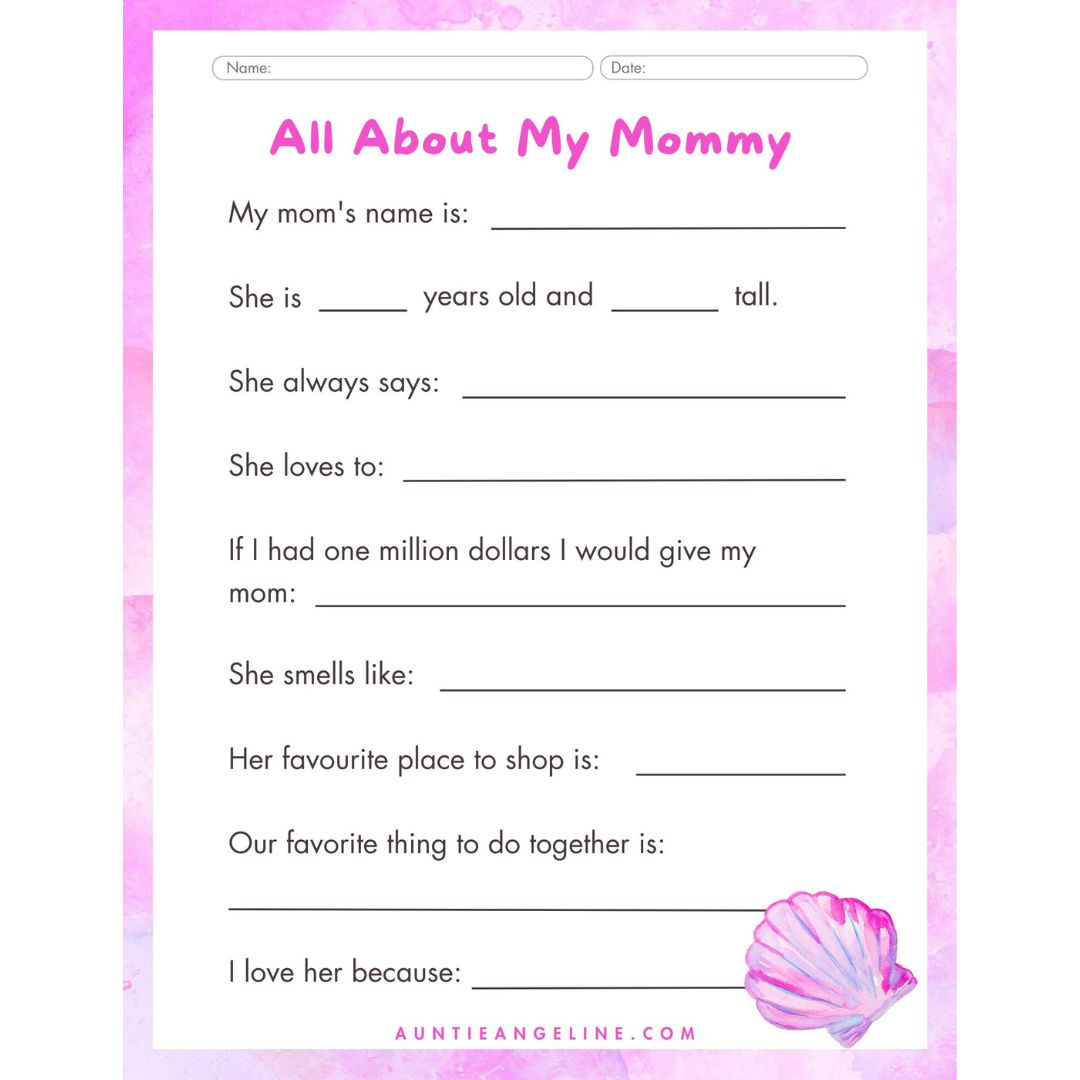 All About My Mommy Worksheet - AKŌYA