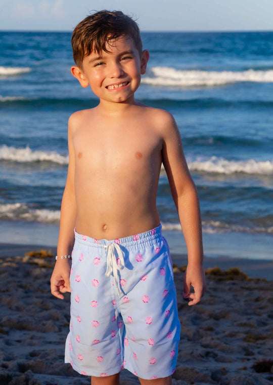 Boys Blue Shell Swim Trunks - AKŌYA