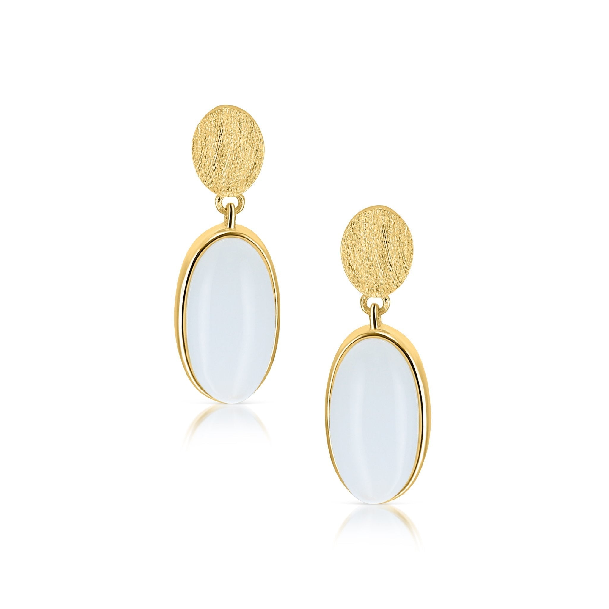 OVAL NATURAL STONE DROP EARRINGS - Scada Australia