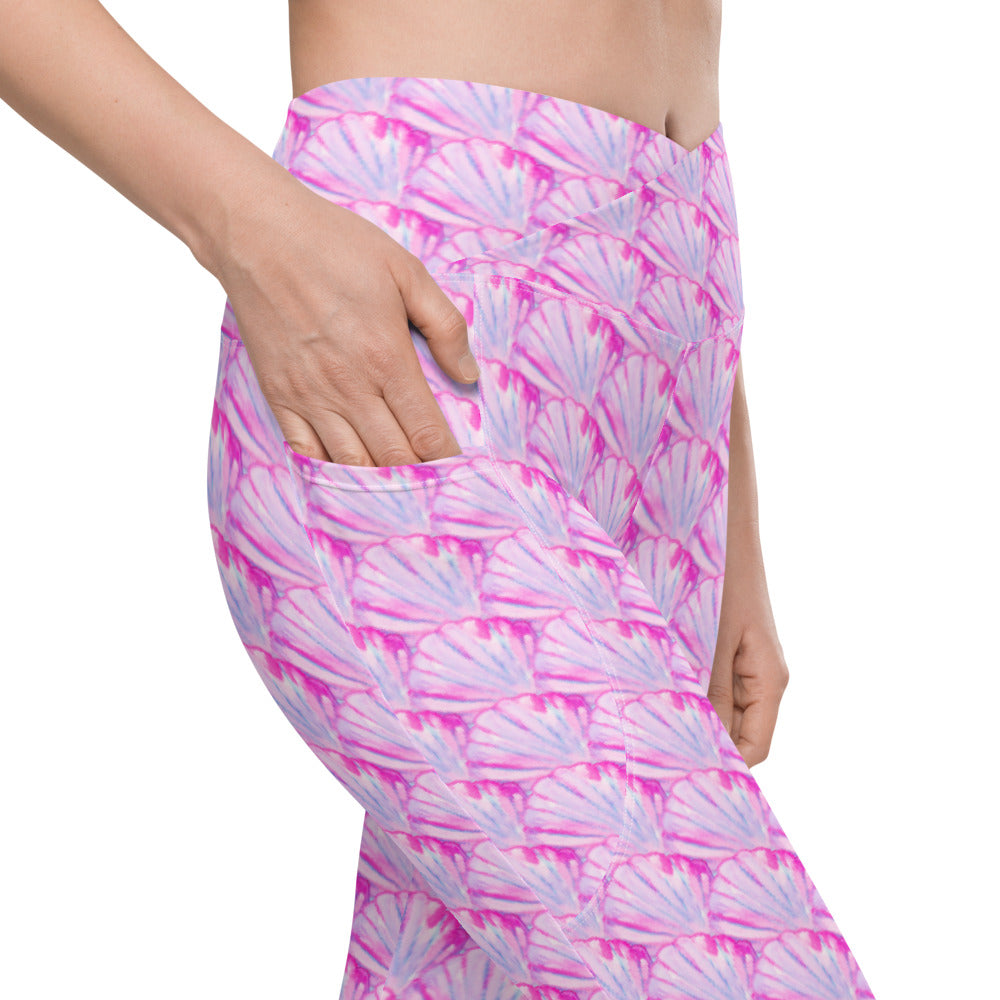 Big Shell Crossover Leggings with Pockets - AKŌYA